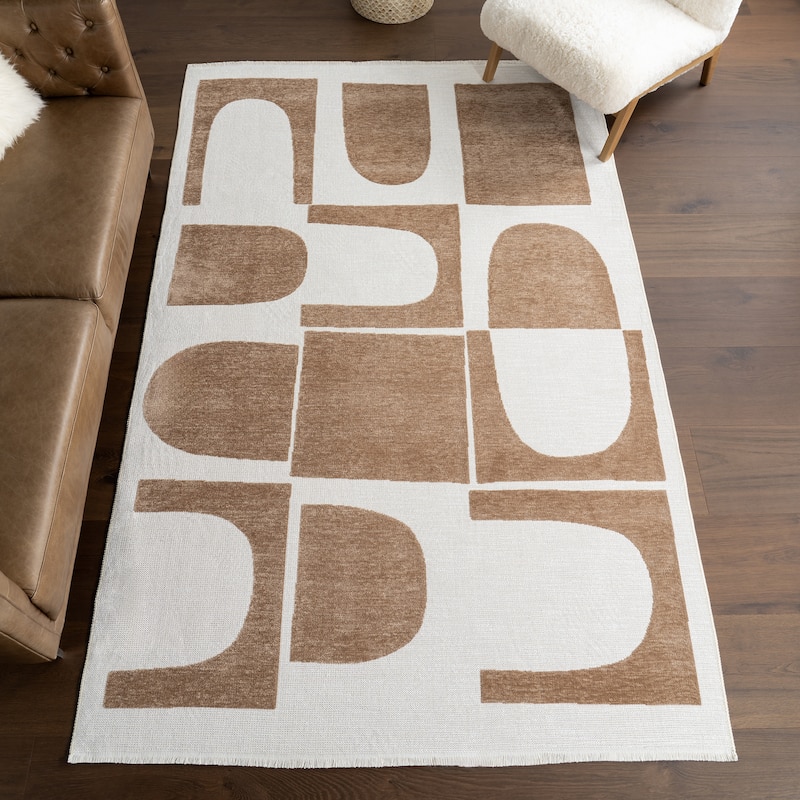 Nuloom Odilia SuperiorWash Geometric Machine Washable Area Rug - 7'10" x 10' - Taupe