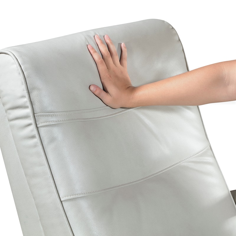 1pc Swivel Gliding Recliner Faux Leather Upholstered Solid Rubberwood Arms Luxurious Living Room Furniture