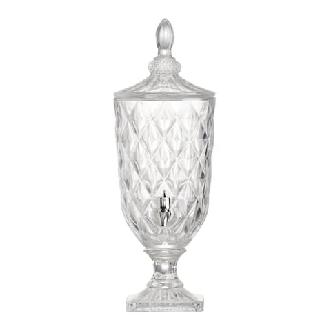 A&B Home Clear and Polished Silver 19-inch Diamond Pattern Lidded Drink Dispenser