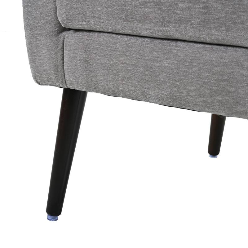 Grey Modern 24.21" Upholstered Button Tufted Arm Chair with Wood Legs for Living Room