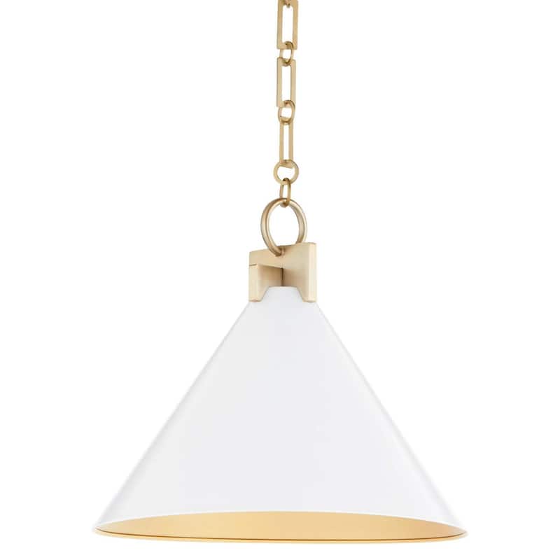 Quorum International 68-16-80 Jackson 16" Wide Pendant - Studio White / Aged Brass