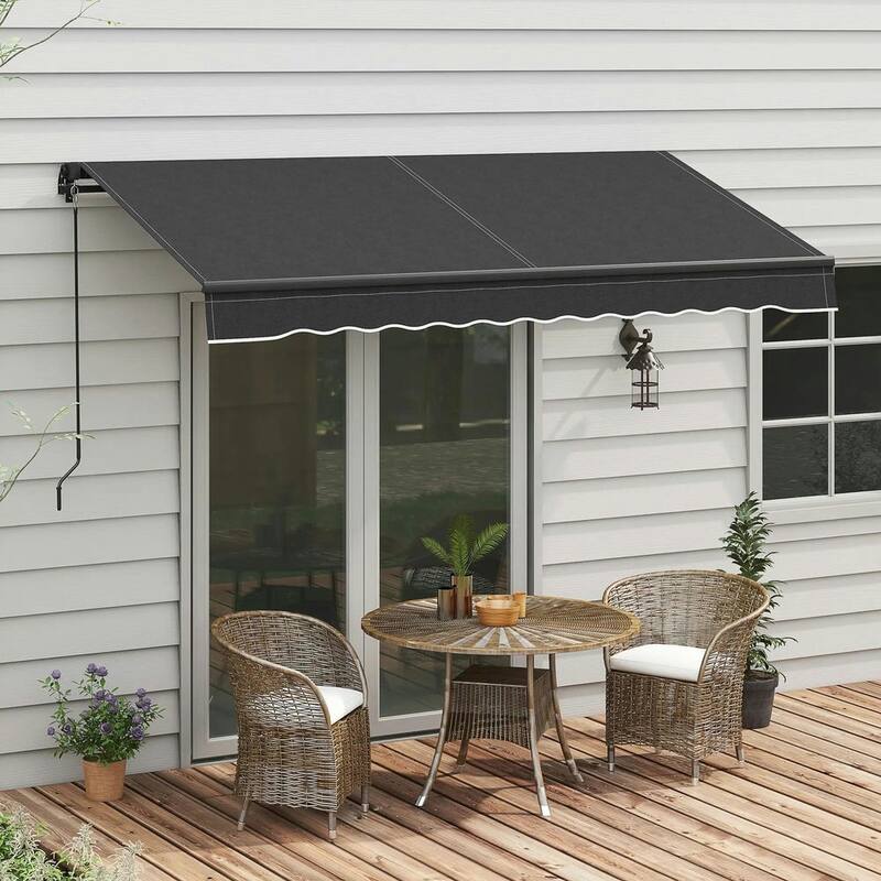 10'x8' Retractable Awning,280gsm UV Resistant Sunshade Shelter