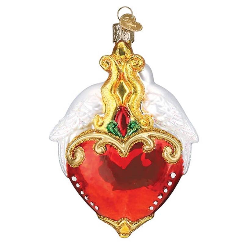 Two Turtle Doves Christmas Holiday Ornament Blown Glass - Multi