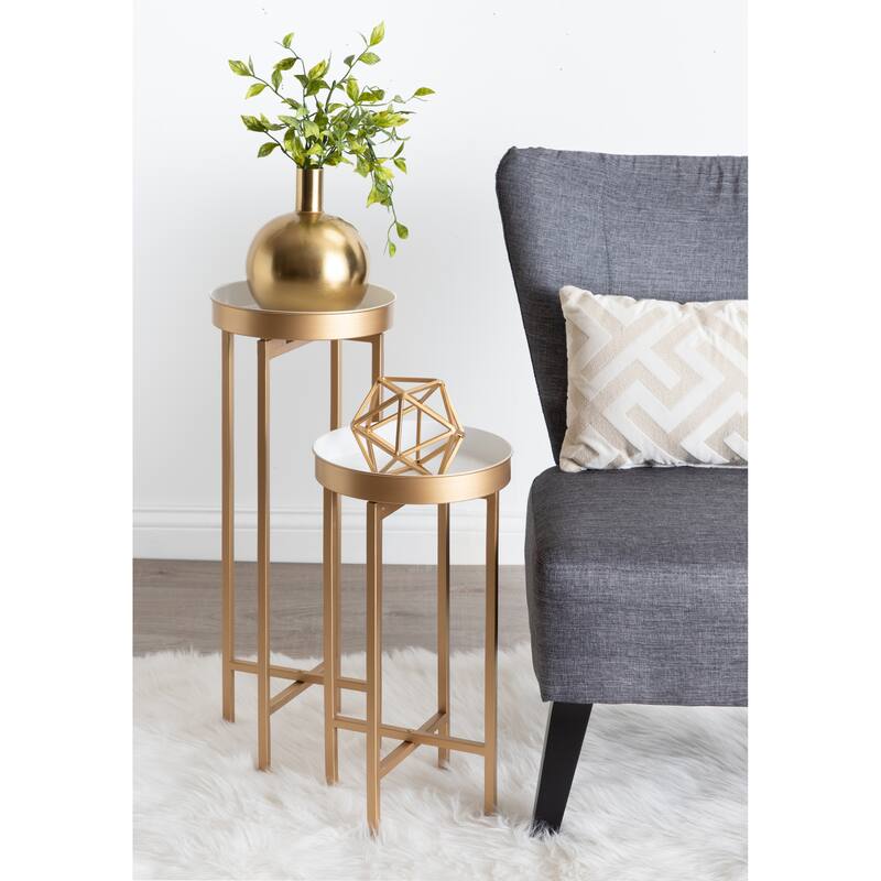 Kate and Laurel Celia Round Metal Foldable Tray Table Set