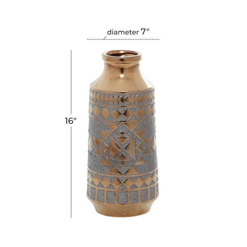 Gold Porcelain Ceramic Tribal Decorative Vase