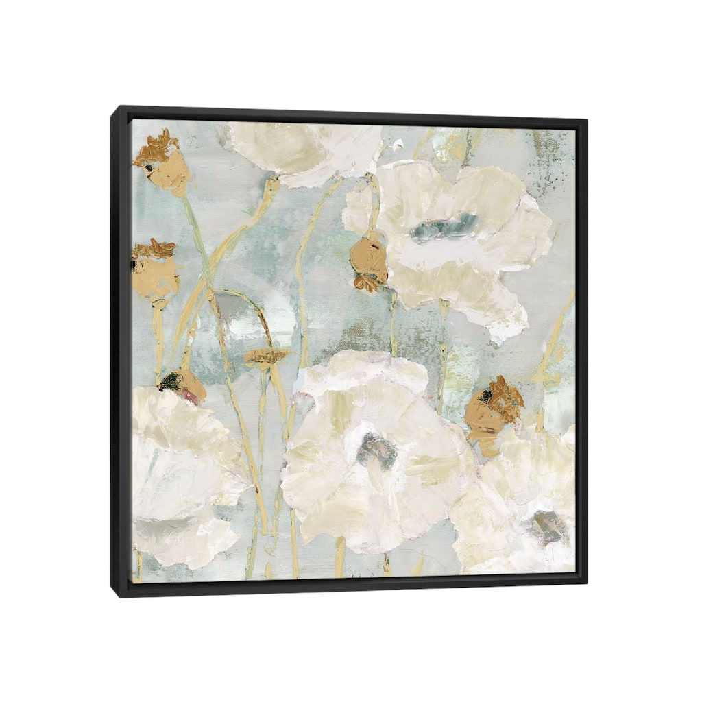 iCanvas "Poppies In The Wind Cream square" by Marie Elaine Cusson Framed Canvas Print