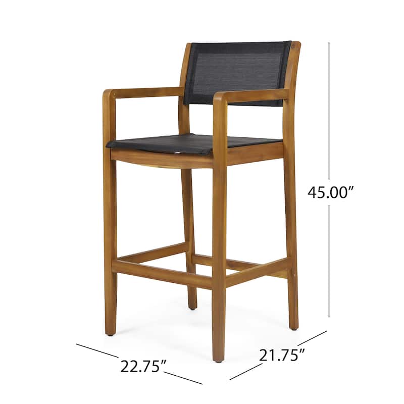 Fairfax Outdoor Acacia Wood Barstools with Outdoor Mesh (Set of 2) by Christopher Knight Home