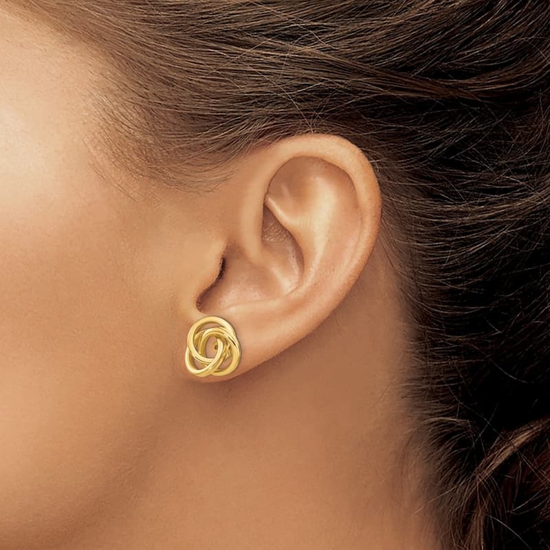 Curata 14k Yellow Gold Polished 15mm Large Love Knot Earrings Jackets