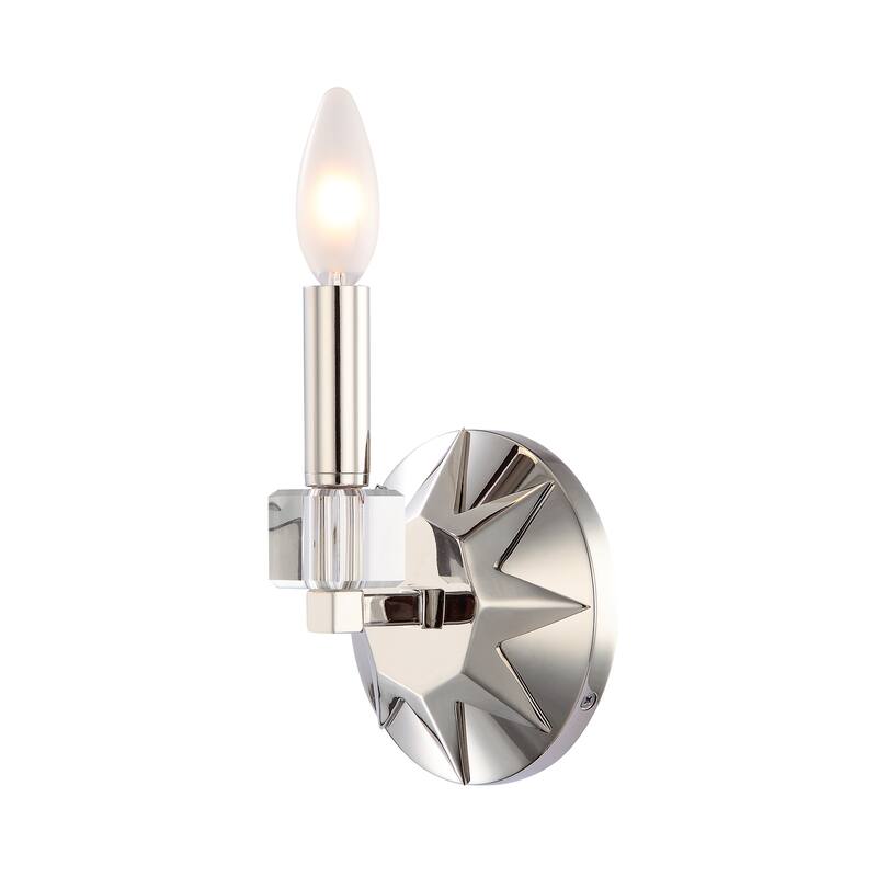 Carson 1 Light Polished Nickel Sconce - 5'' W x 7.5'' H x 4'' D - 5'' W x 7.5'' H x 4'' D