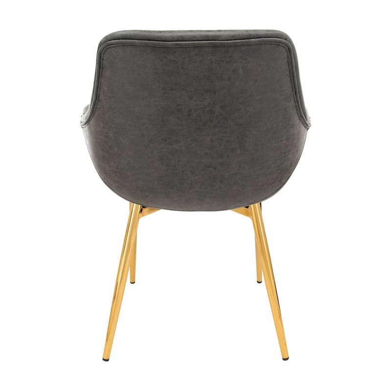 Markley Modern Leather Dining Armchair Set of 4 With Gold Metal Legs Accent Side Chair