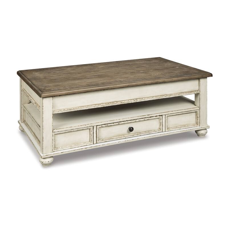 Signature Design by Ashley Realyn White/Brown 2-Piece Table Package - 47" W x 28" D x 18" H