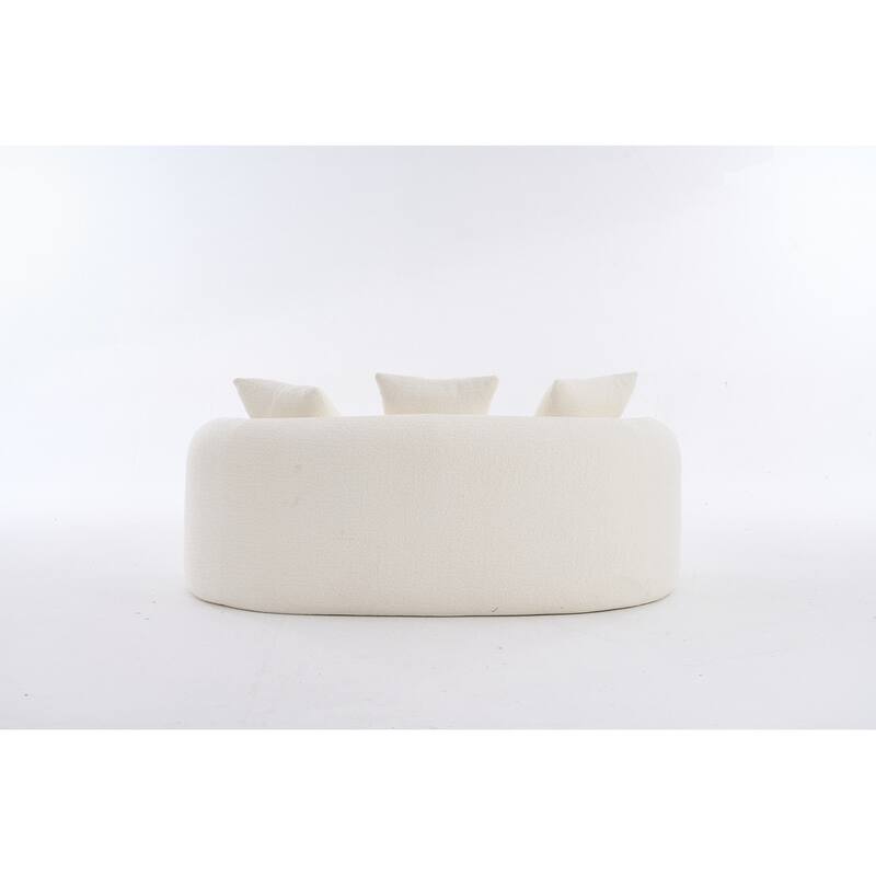 Curved Loveseat White Full Compression Sponge Sofa