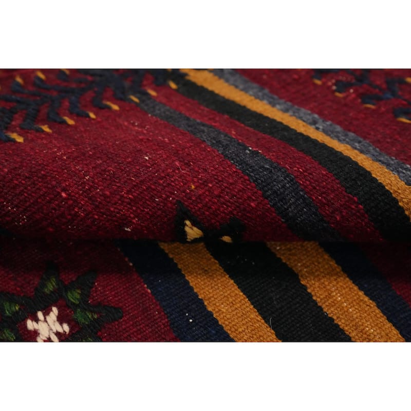 Hand Woven Oriental 100% Wool Carpet Southwestern Tribal Red Kilim Area Rug - 6' 11'' X 5' 2''