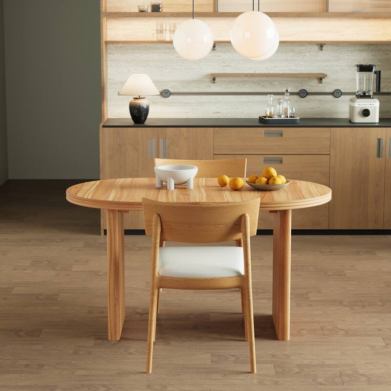 55.12" to 78.26" Modern Extendable Dining Table: Mid-Century Removable Leaf Design for Dining Room & Kitchen
