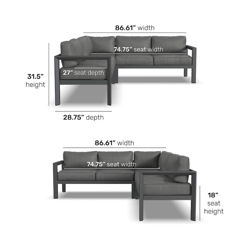 Homestyles Grayton 5-Seat Outdoor Sectional - 87" x 32" x 87"