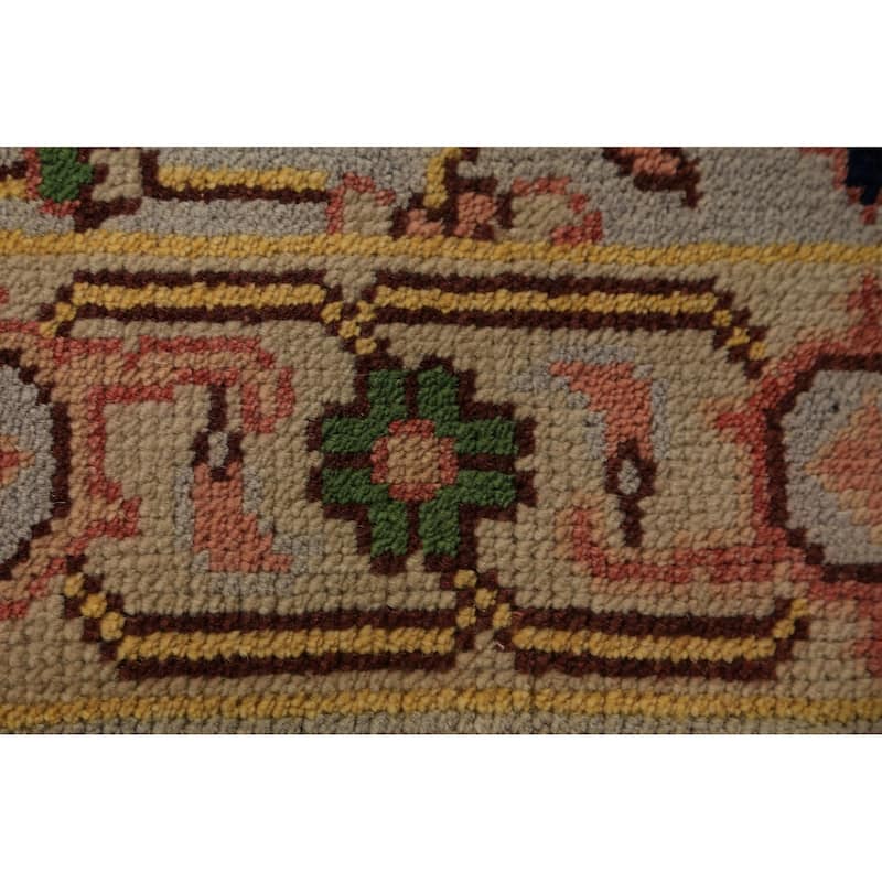 Transitional Beige Oushak Indian Foyer Rug Hand-Knotted Wool Carpet - 2'11"x 5'0"