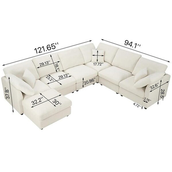 Warenne 7-Piece combination sofa chair, L-Shaped with Cushions