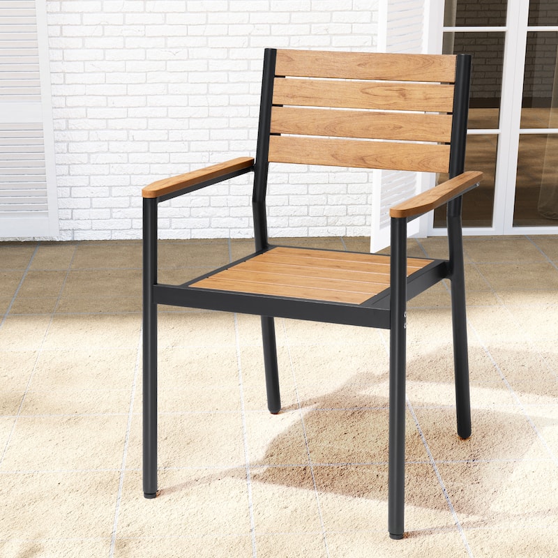 VredHom Outdoor Aluminum Stackable Dining Chairs with Armrest