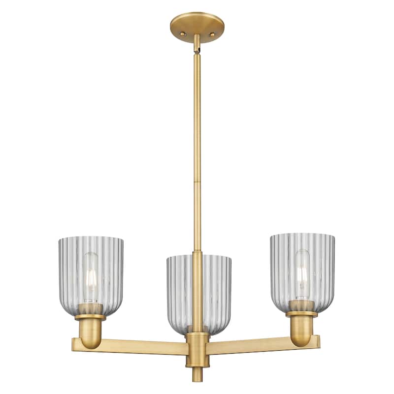 Innovations Lighting Downtown Urban - Bridal Veil - 3 Light 18" Chandelier - Brushed Brass/Light Smoke