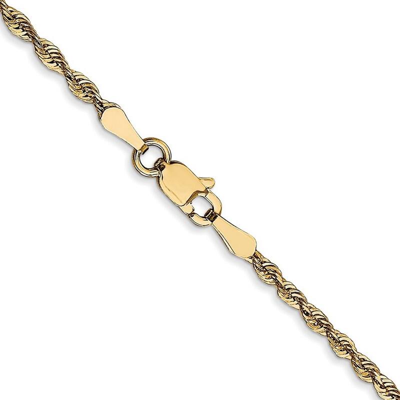 Curata 10k Yellow Gold Solid 2.0mm Diamond-cut Light Rope Chain Necklace (Lobster) Options 16 18 20 22