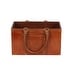 preview thumbnail 12 of 18, Brown Leather Handmade Box Style Single Slot Magazine Holder with Detail Stitching and Curved Handles