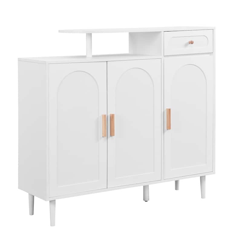 Arched 3-Door Shoe Cabinet, Versatile Entryway Storage Organizer, Hallway Side Cabinet with 1 Drawer & Adjustable Shelves