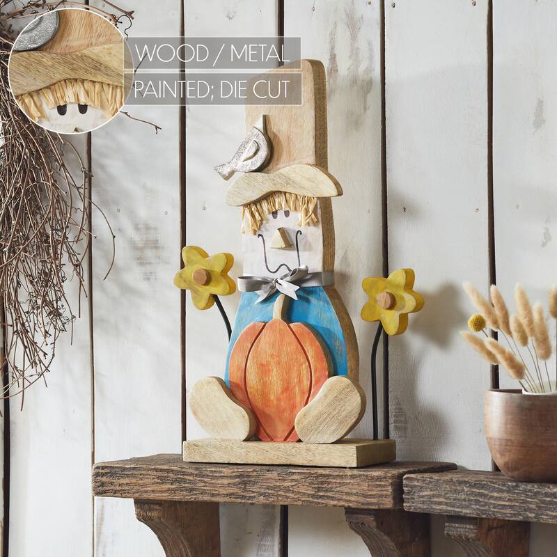 Whimsical Wooden Scarecrow 16.5x12.75x3 - N/A