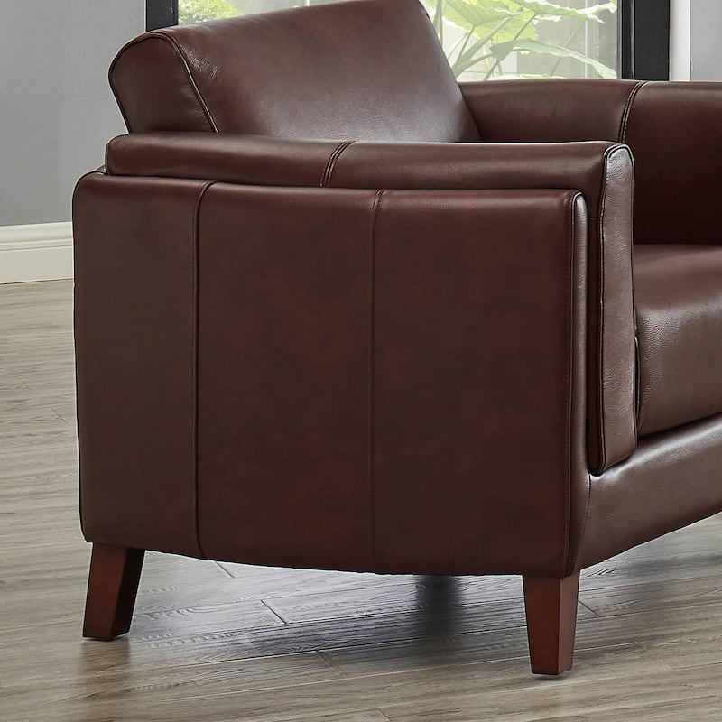 Hydeline Maui Top Grain Leather Sofa and Chair Set With Feather, Memory Foam and Springs