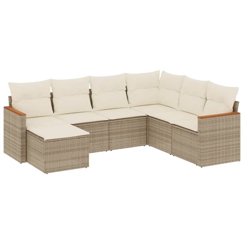 vidaXL Patio Sofa Set with Cushions Outdoor Conversation Furniture Poly Rattan - 24.4 x 24.4 x 27.2 in