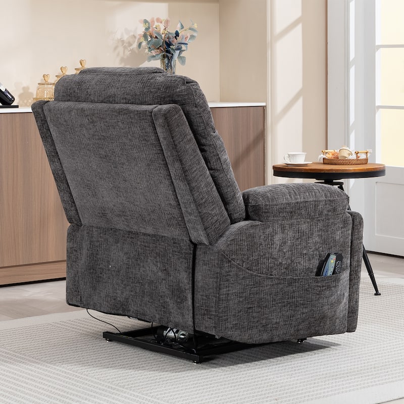 Flagship Dual Motor 26" Oversized Chenille Power Lift Recliner Chair