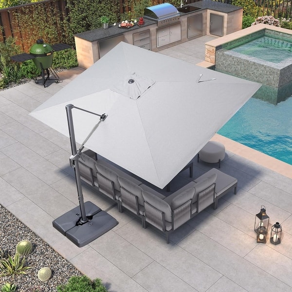 12 ft round patio umbrella Open-Box Solar LED Life is Good® 7 