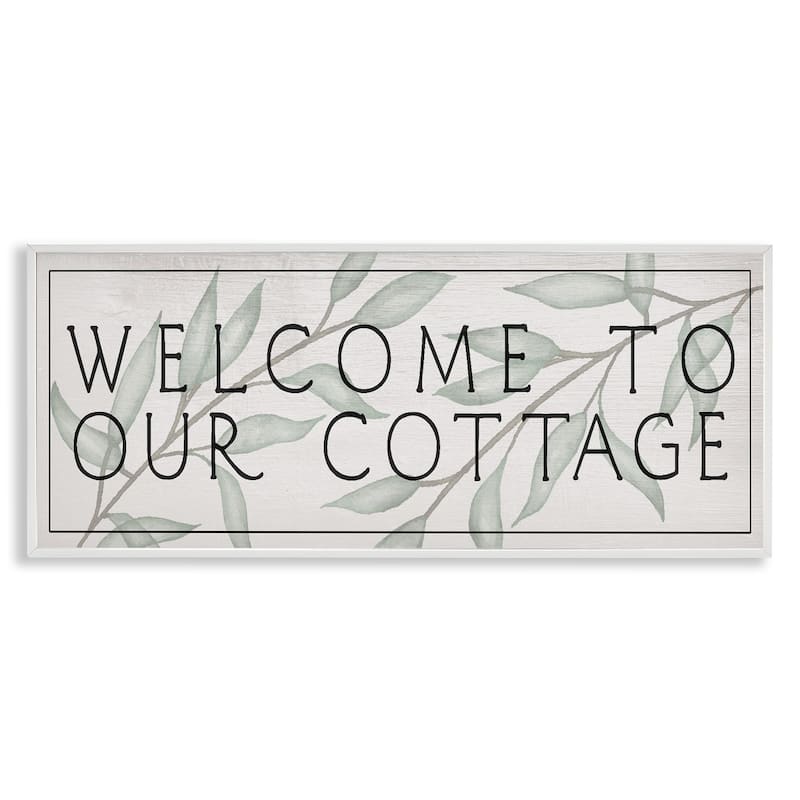 Stupell Rustic Cottage Welcome Framed Giclee Art Design By Lil' Rue - 24 x 10 - White