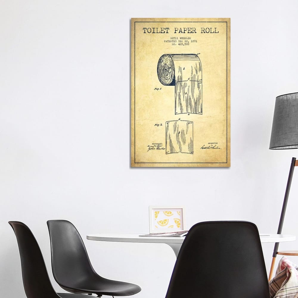 iCanvas "Toilet Paper Vintage Patent Blueprint" by Aged Pixel Canvas Print