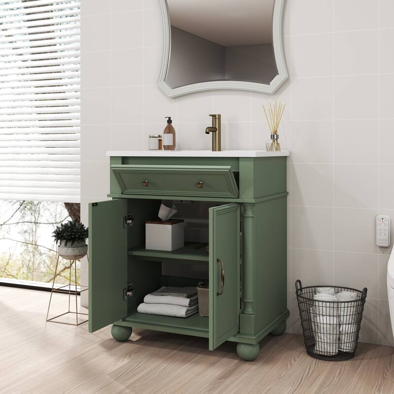 28-36 inch Transitional Single Bathroom Vanity with Ceramic Sink
