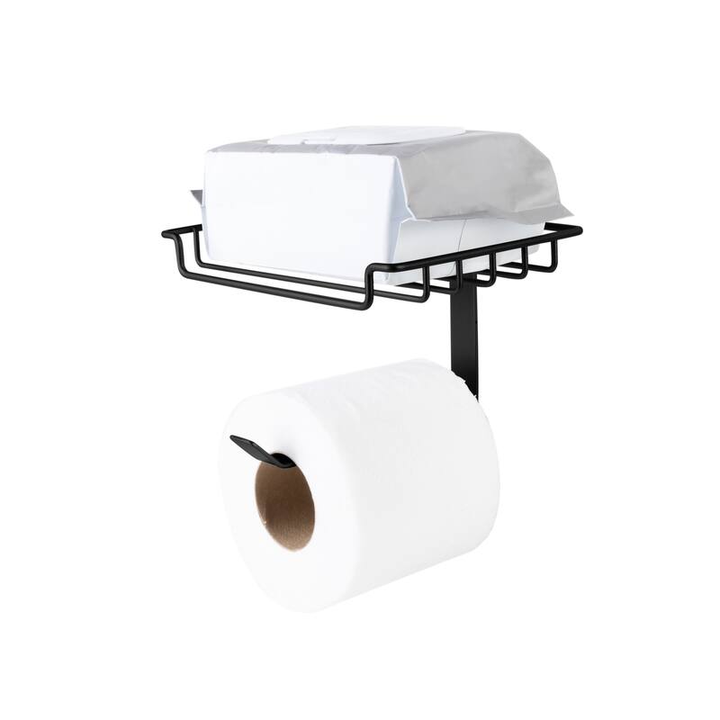 Bath Bliss Over the Tank Tissue Dispenser with Wipe Holder in Matte Black - 7"x 7"x 6"