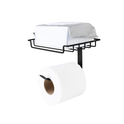 Bath Bliss Over the Tank Tissue Dispenser with Wipe Holder in Matte Black - 7"x 7"x 6"