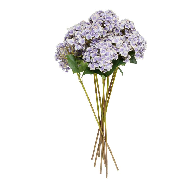 Purple Faux Foliage Tall Hydrangea Artificial Flower Stem (Set of 8)