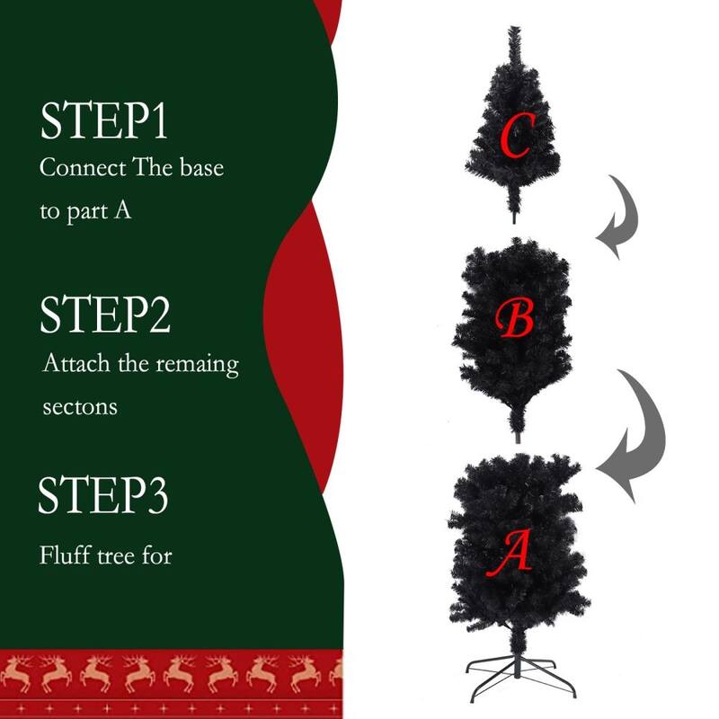 7.5 FT Black Slim Artificial Christmas Tree