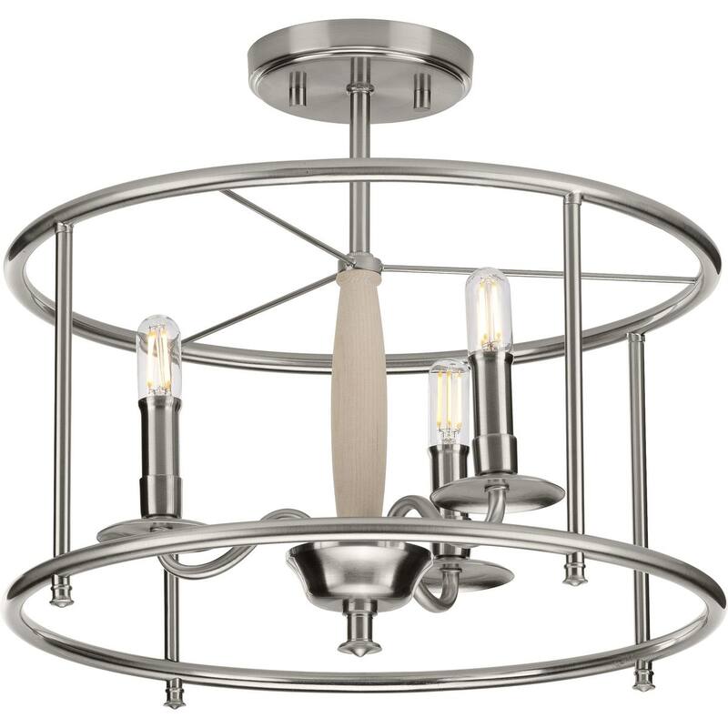 Durrell Collection Brushed Nickel Semi-Flush Convertible - 18.000" x 19.000" x 19.000"