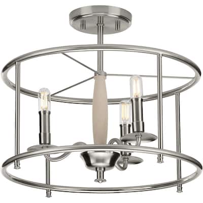 Durrell Collection Brushed Nickel Semi-Flush Convertible - 18.000" x 19.000" x 19.000"