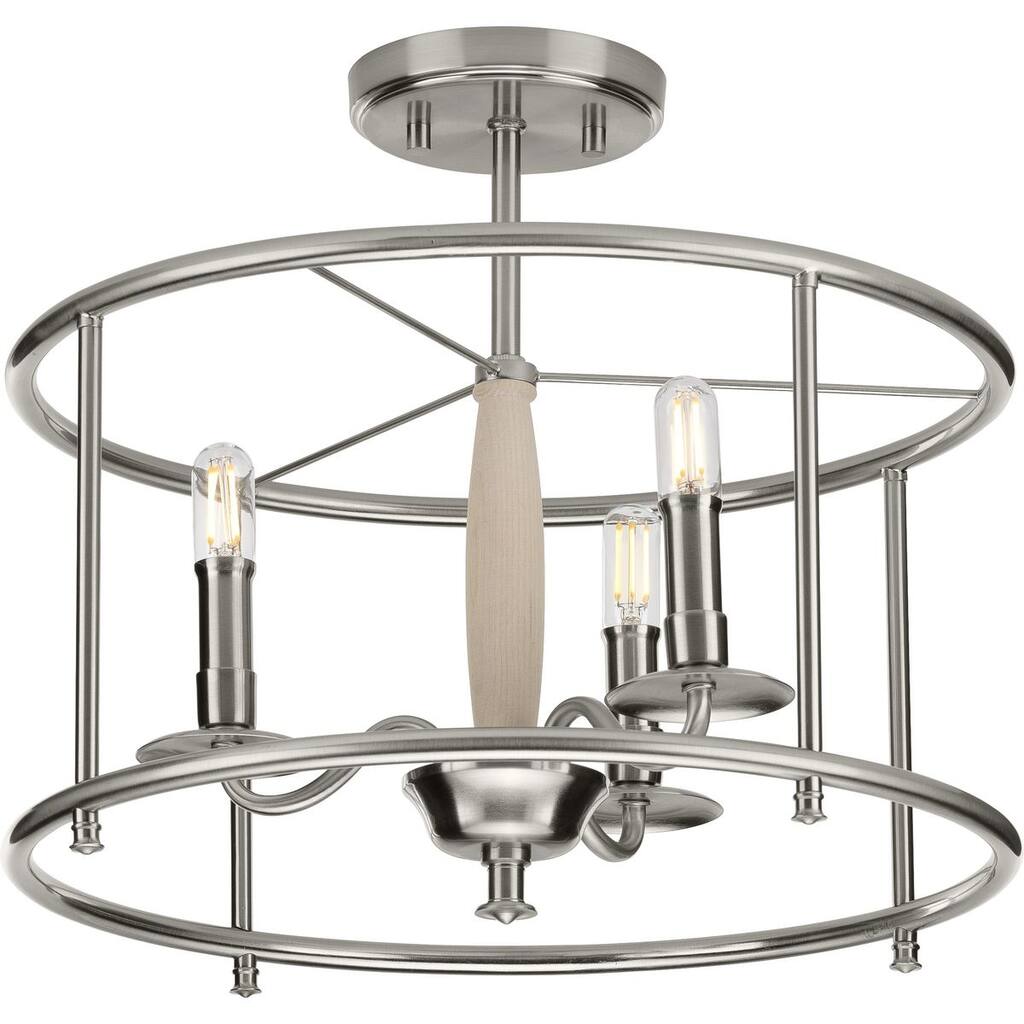 Durrell Collection Brushed Nickel Semi-Flush Convertible - 18.000" x 19.000" x 19.000"