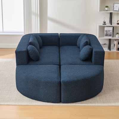 114.9" Modular Sectional Sofa - Boneless Deep Seating Couch with Curved Design, Free-Combined Config