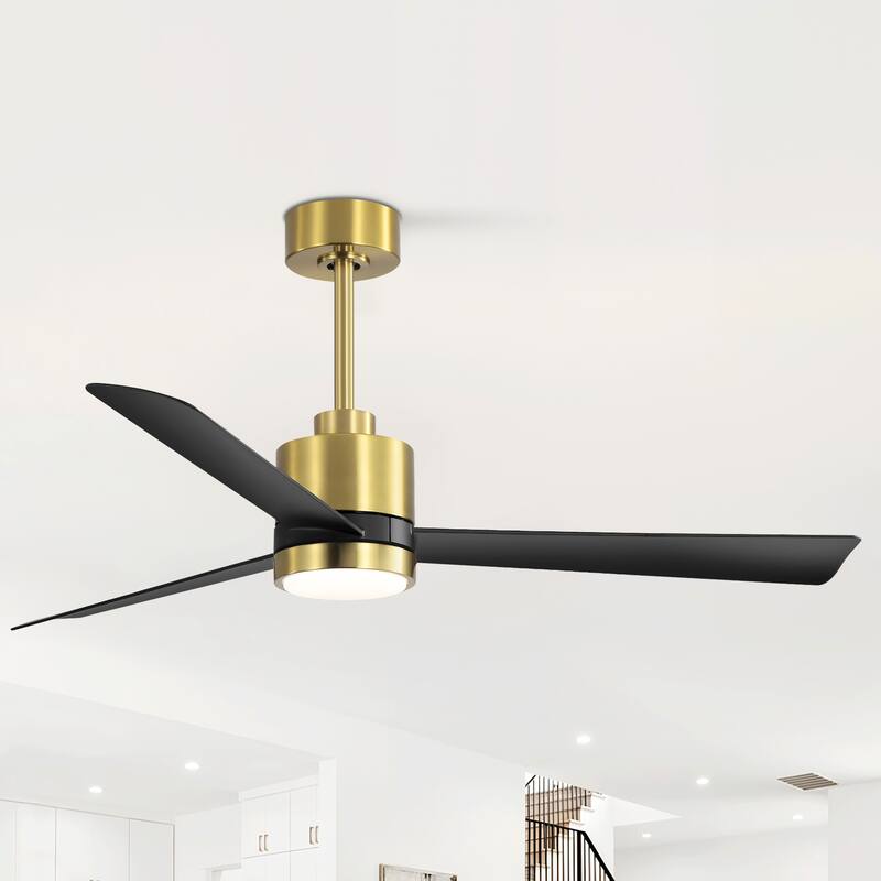 52-In LED Black/White/Gold Ceiling Fan with Light and Remote Control