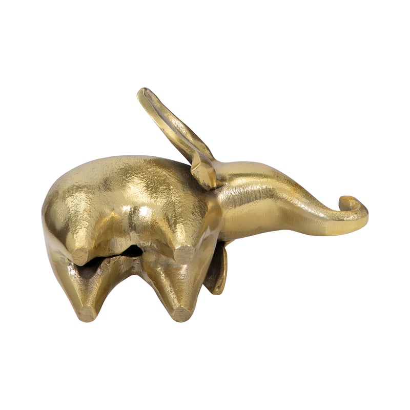 Sagebrook Home Splendid Gold Metal 7" Elephant Figurine, Animal Novelty Figurines, Solid Gold - 7" x 4" x 5"