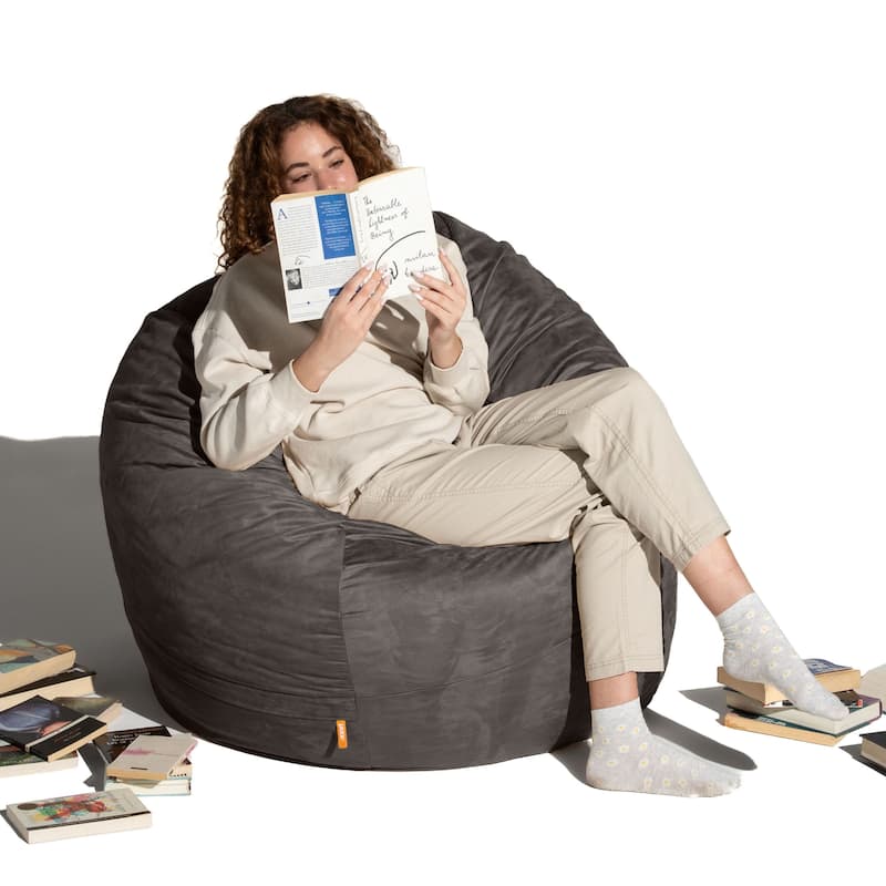 Jaxx Basics 4 Foot Large Adult Bean Bag Chair, Oversized with Filler