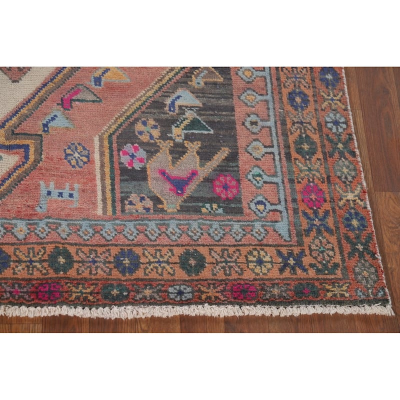 Hamedan Vintage Persian Area Rug Handmade Wool Carpet - 5'0" x 9'9"