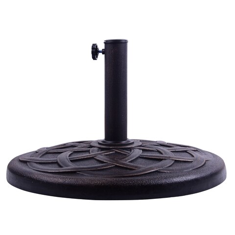 Outsunny 21.5" Round Cast Stone Umbrella Holder Base with Beautiful Decorative Pattern & Easy Setup, Bronze