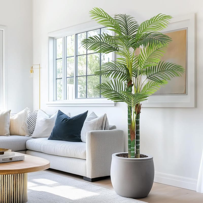 Set of 2 Artificial Tall Palm Tree Fake Plant for Indoor Home Decor