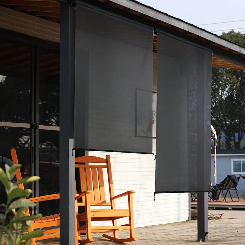 Aoodor 5% Openness Cordless Solar Fabric Roller Shade, 95% UV Protection Blinds - 7x8 ft - Grey