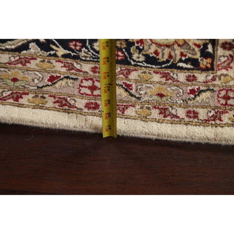 Vegetable Dye Floral Oriental Kashan Wool/ Silk Area Rug Hand-knotted - 8'1" x 10'8"